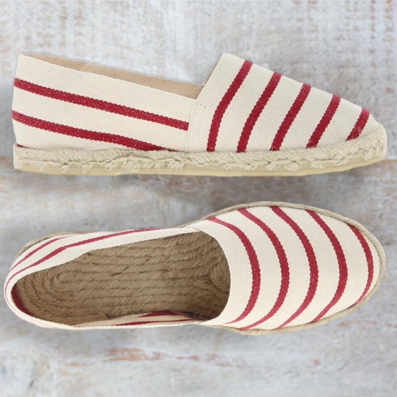 Espadrilles Cousu Main / Rouge Rayé