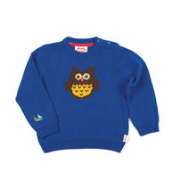 Load image into Gallery viewer, Animal Jacquard Knit Jumper / Bright Blue (Owl)
