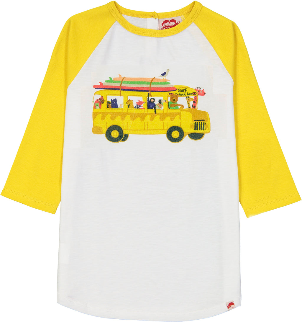 BUNDORAN Organic Cotton Raglan Sleeve T-shirt/Sun Yellow (School Bus)