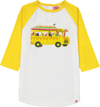 Load image into Gallery viewer, BUNDORAN Organic Cotton Raglan Sleeve T-shirt/Sun Yellow (School Bus)
