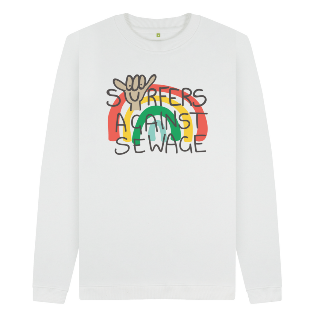 Organic Cotton Unisex Sweatshirt For Surfers Against Sewage /White