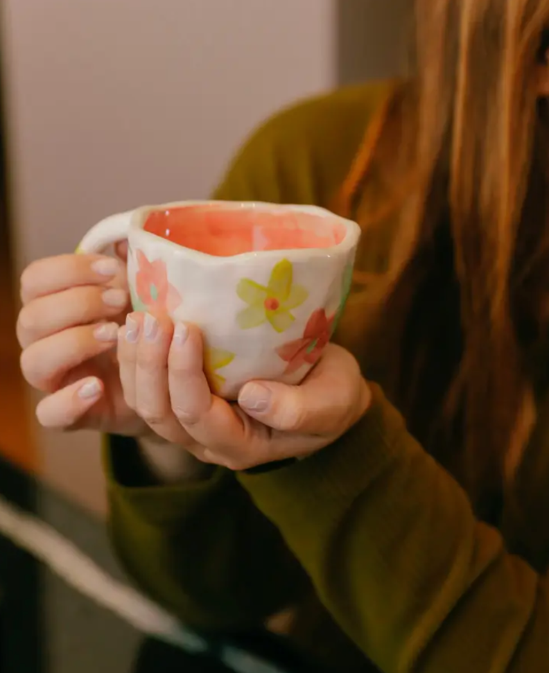 Handmade Ceramic Tea or Coffee Mug / Flower Power