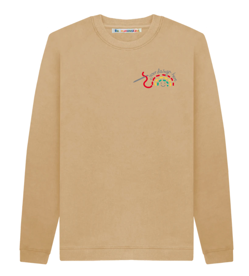 Made-For-You BeHumankind X Uma Made Hand Embroidered, Unisex Organic Cotton Sweatshirt