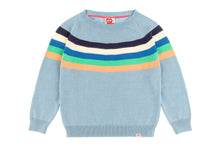 Load image into Gallery viewer, PIPELINE STRIPED YOKE Organic Cotton Knit Jumper/Light Blue
