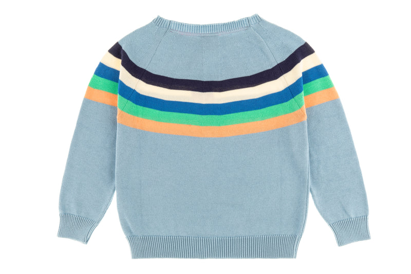 PIPELINE STRIPED YOKE Organic Cotton Knit Jumper/Light Blue