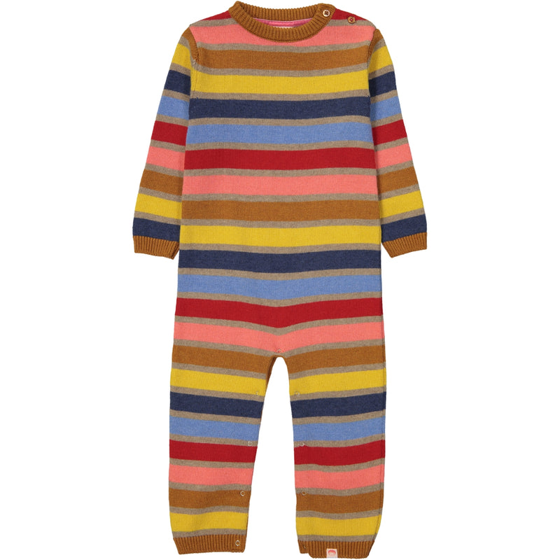 KUMIKO Tootsa Tots Knitted Romper/Toffee (Stripes)