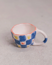 Load image into Gallery viewer, Handmade Ceramic Tea or Coffee Mug / Blue Check
