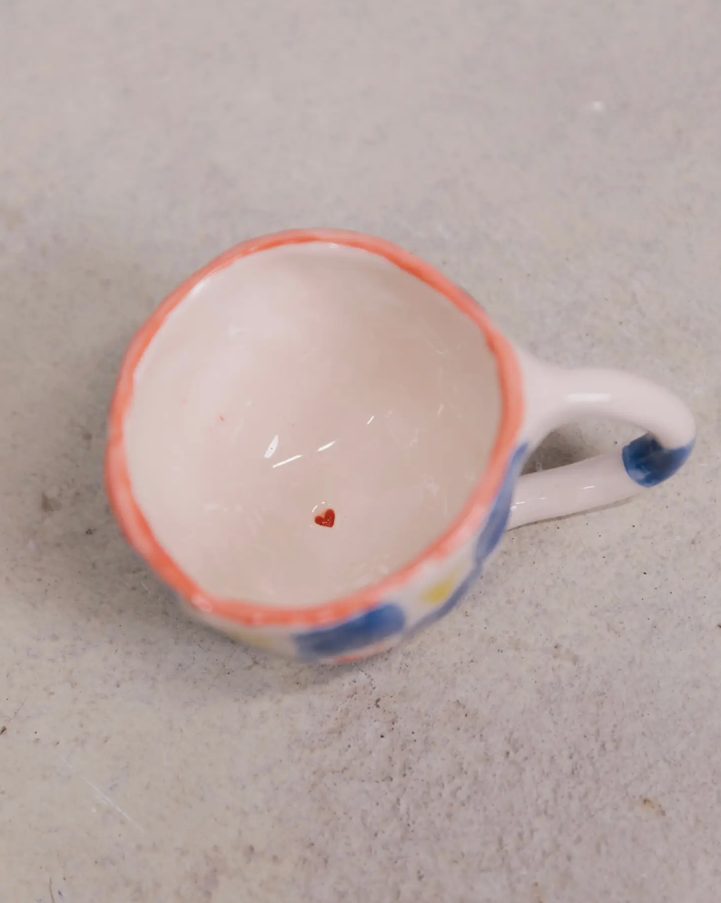 Handmade Ceramic Tea or Coffee Mug / Blue Check