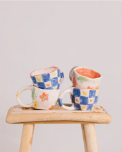 Load image into Gallery viewer, Handmade Ceramic Tea or Coffee Mug / Blue Check
