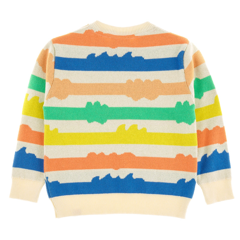 MONSTER MUSH Tots Organic Cotton Stripe Knit Jumper/Cream