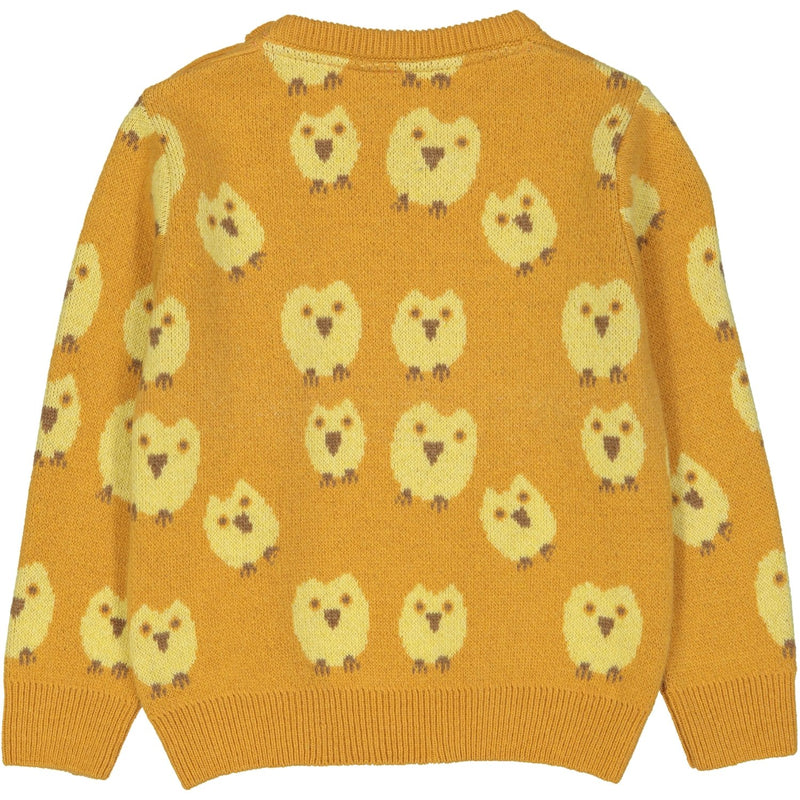 QUEBEC Tots Baby Jacquard Pique Knit Jumper/Mustard (Owls)