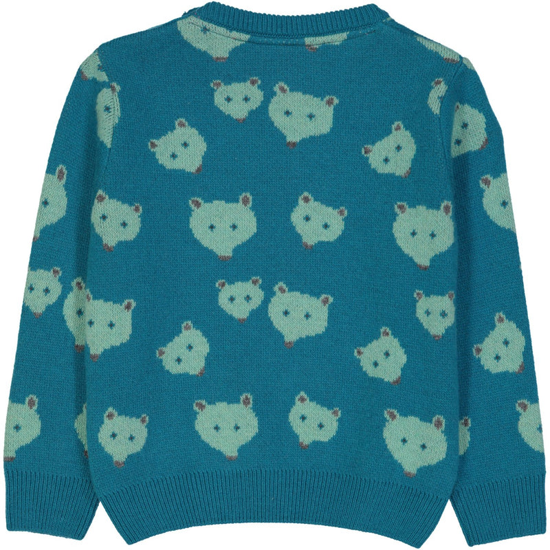 QUEBEC Baby Tots Jacquard Pique Knit Jumper/Stormy Blue (Bears)