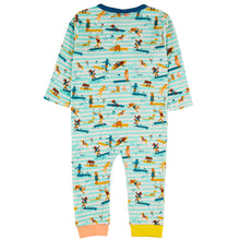 Load image into Gallery viewer, RINCON Tots Organic Cotton Romper/ Aruba Blue (Surfers Stripe)
