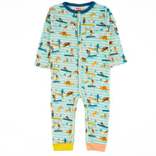 Load image into Gallery viewer, RINCON Tots Organic Cotton Romper/ Aruba Blue (Surfers Stripe)
