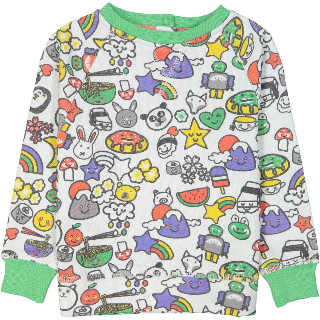 SUZUKI All over printed Baby sweatshirt/White