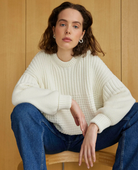 Delčia 100% Cotton, One-Size, Knit Jumper/Off-White