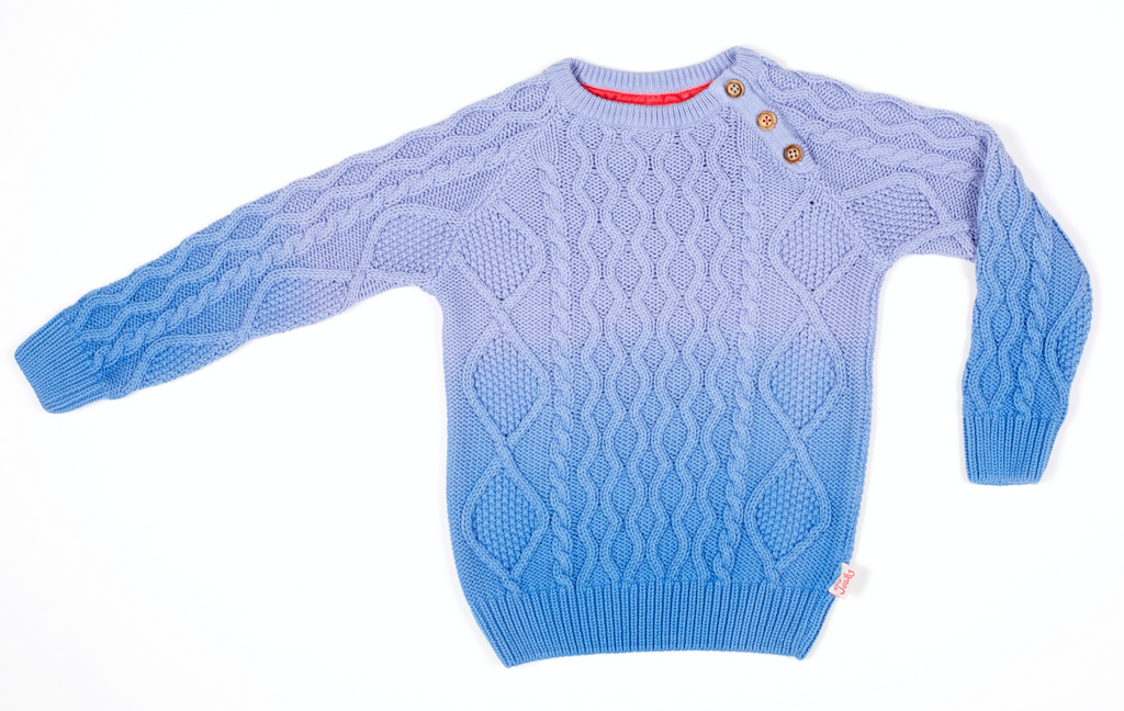 Fade Organic Cotton Cable Knit Jumper/ Blue
