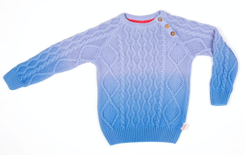 Cable Stripe Cotton Jumper/ Blue & Red