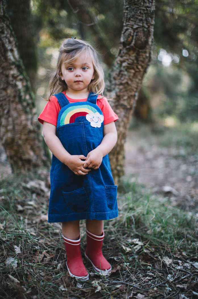 OVER THE RAINBOW Baby corduroy Pinafore Dress/ Petrol Blue