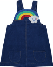 Load image into Gallery viewer, OVER THE RAINBOW Baby corduroy Pinafore Dress/ Petrol Blue
