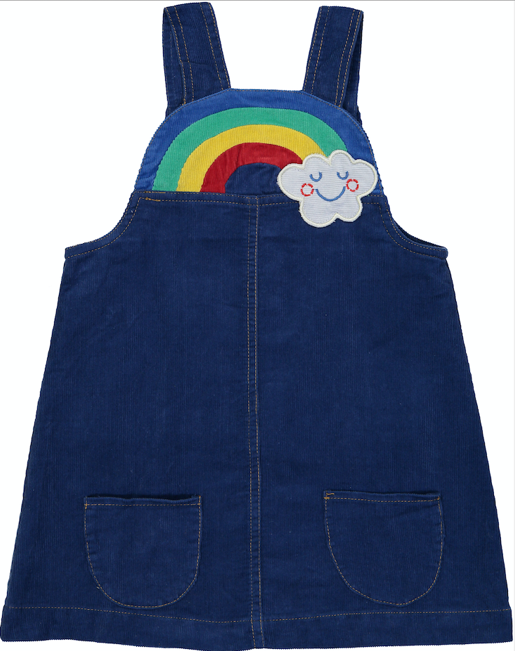 OVER THE RAINBOW Baby corduroy Pinafore Dress/ Petrol Blue