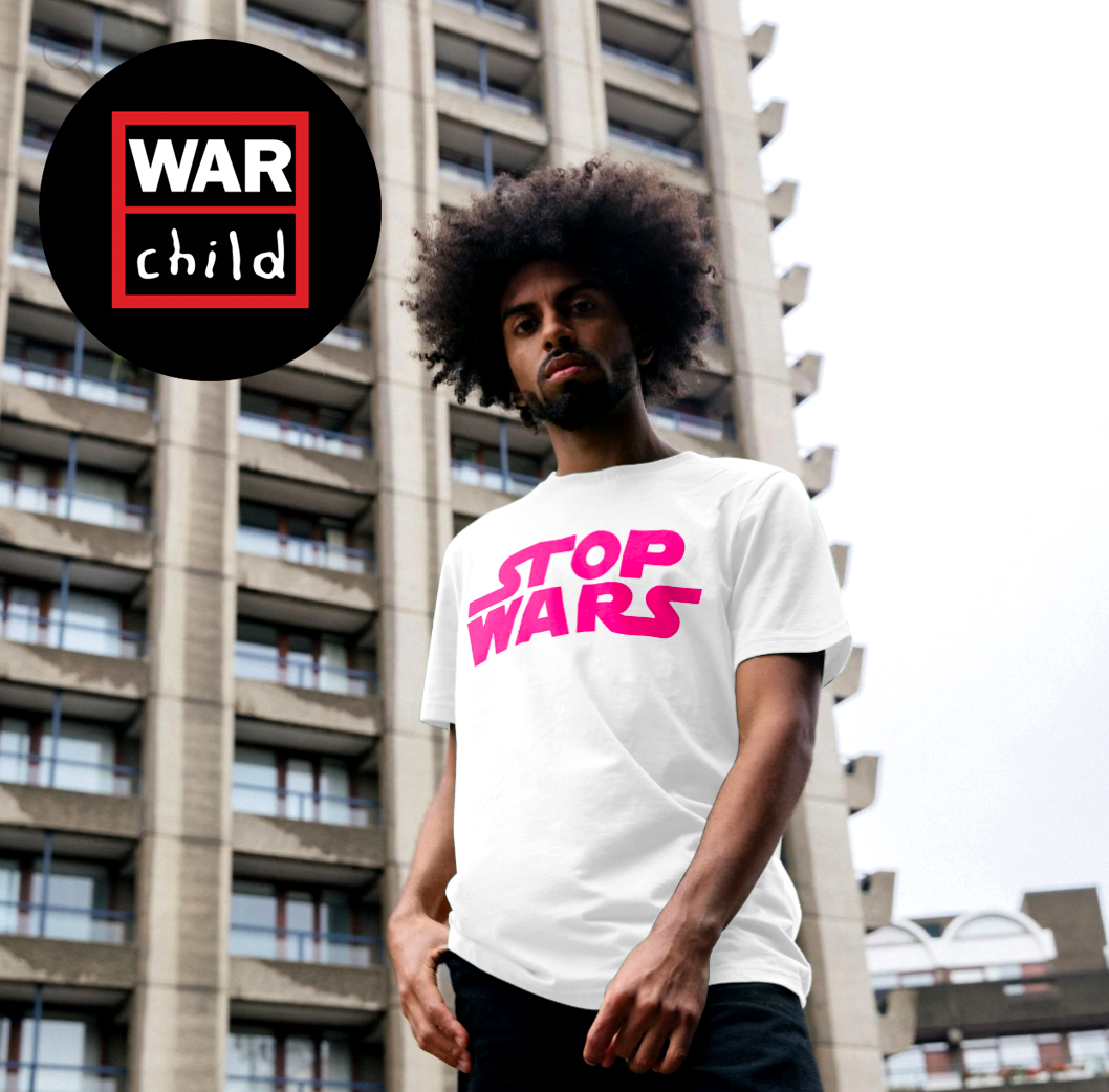 Stop Wars Organic Cotton T-Shirt For War Child / Fluro Pink