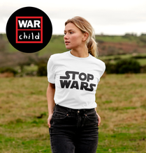 Load image into Gallery viewer, Stop Wars Organic Cotton T-Shirt For War Child/ Black
