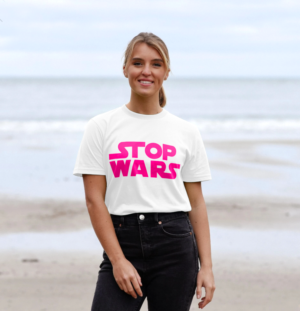 Stop Wars Organic Cotton T-Shirt For War Child / Fluro Pink