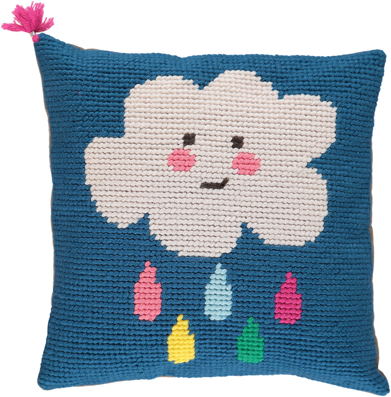 Coussin Brodé Main / Nuage 35cm X 35cm