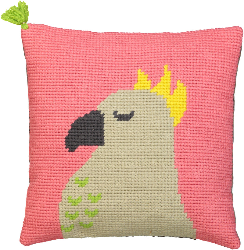 Coussin tapisserie fait main / Perroquet 35cm X 35cm