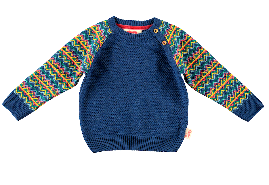 VICTORIA PEAK jacquard pique knit jumper/Moonlight Blue