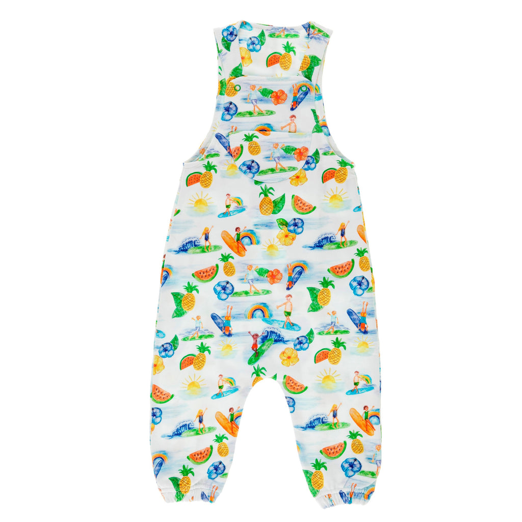 ANCHOR POINT Tots Organic Cotton Jersey Dungarees/White (Hawaiian) 