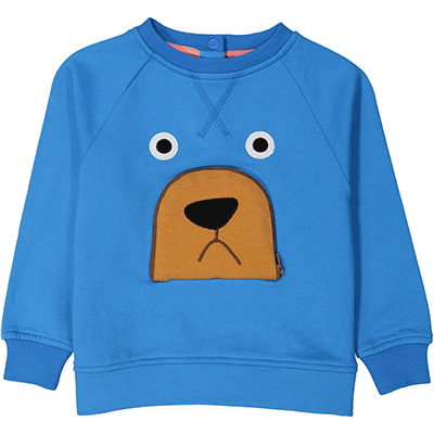 TOOTSA CLASSIC BEAR Baby Unisex Zip Mouth Organic Cotton Sweatshirt/Bright Blue 