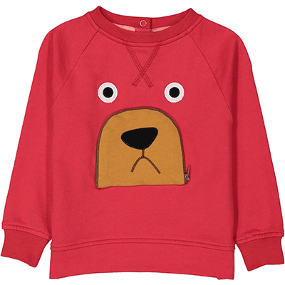 TOOTSA CLASSIC BEAR Baby Unisex Zip Mouth Organic Cotton Sweatshirt/Bright Red 