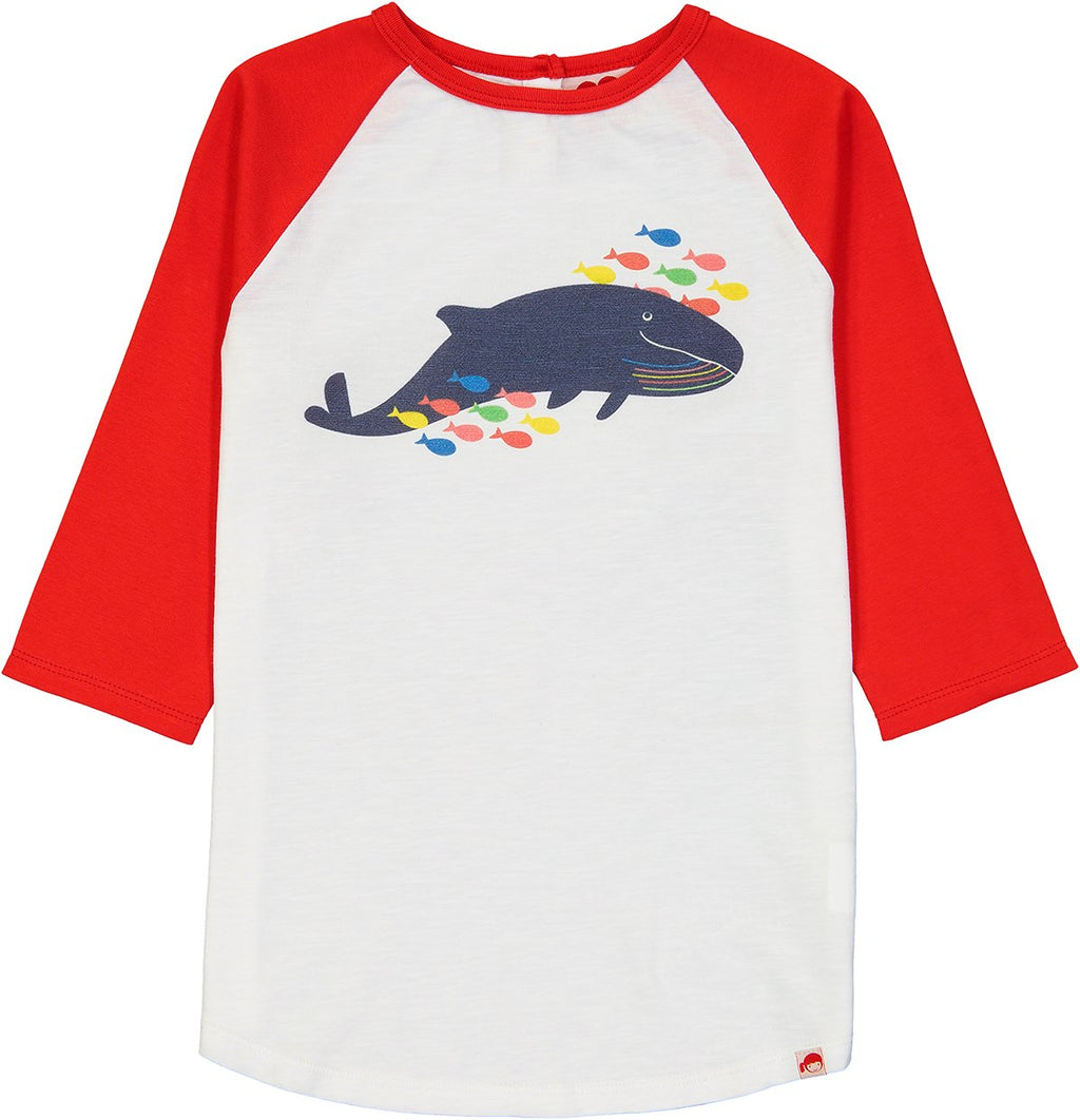BUNDORAN Organic Cotton Raglan Sleeve T-shirt/Bright Red (Whale) 