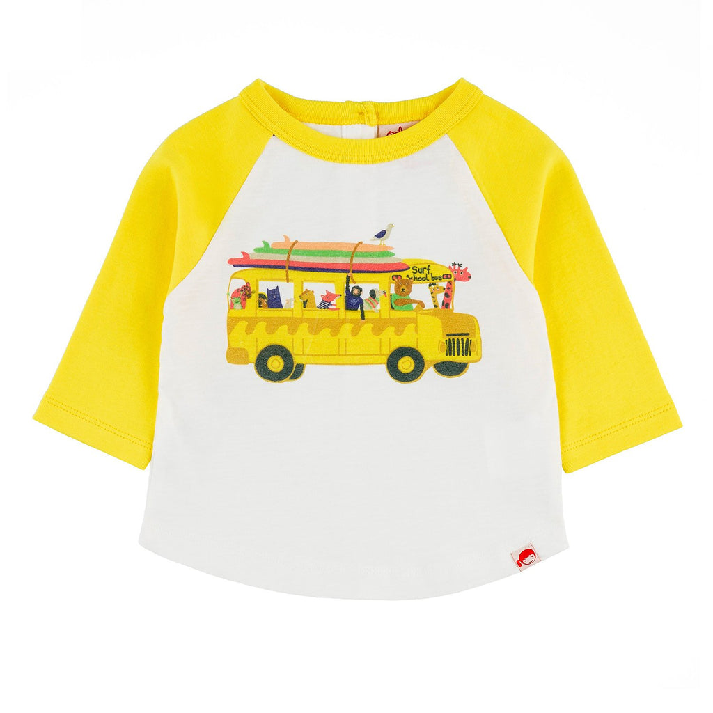 BUNDORAN Tots Organic Cotton Raglan Sleeve T-shirt/Sun Yellow (School Bus) 