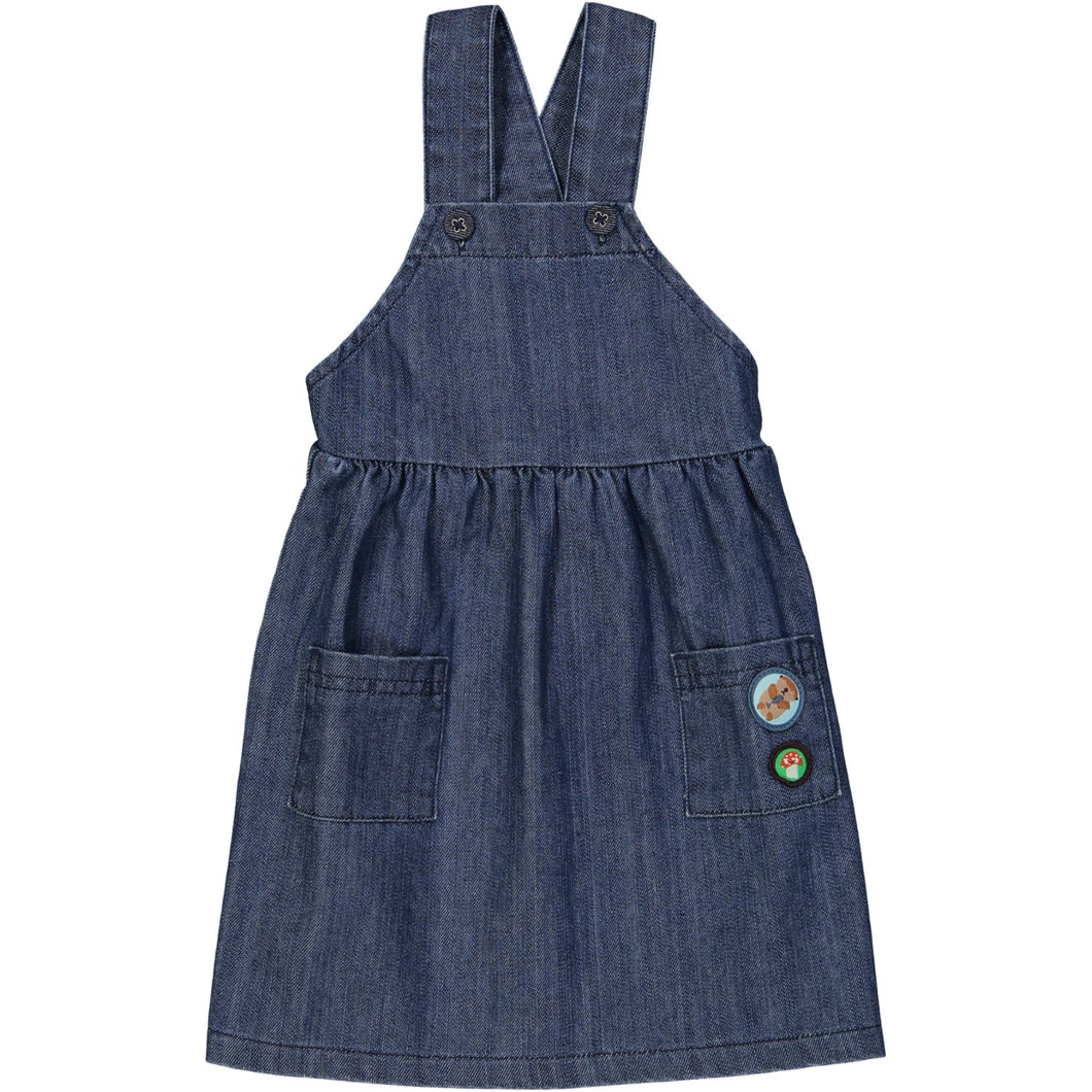 CALGARY Denim Pinafore Dress/Dark Denim