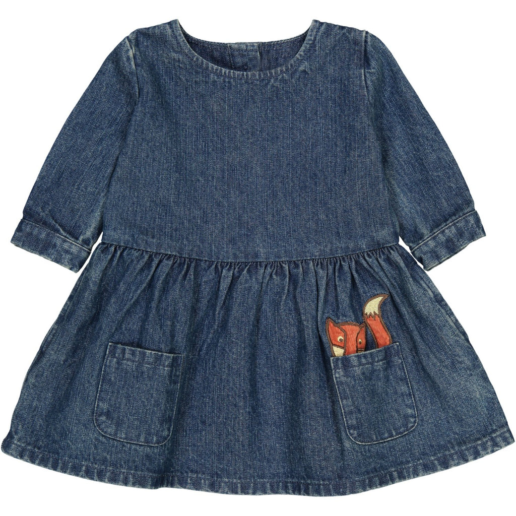 TOOTSA CLASSIC BABY UNISEX DENIM SMOCK DRESS/Washed Blue 
