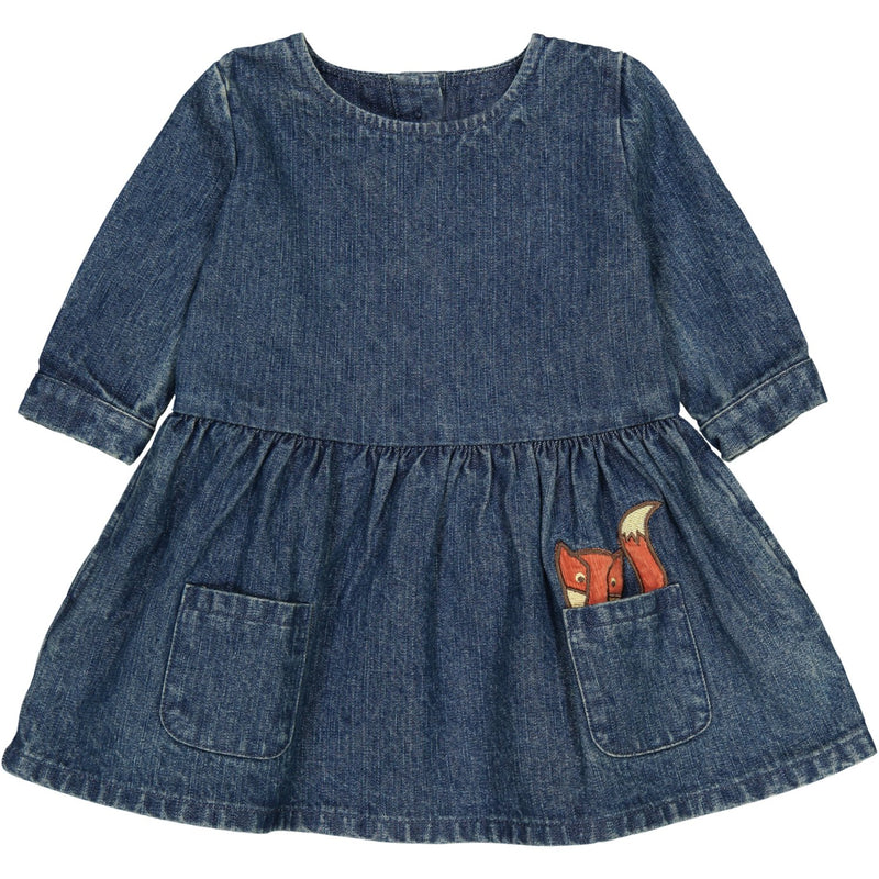 TOOTSA CLASSIC BABY UNISEX DENIM SMOCK DRESS/Washed Blue 