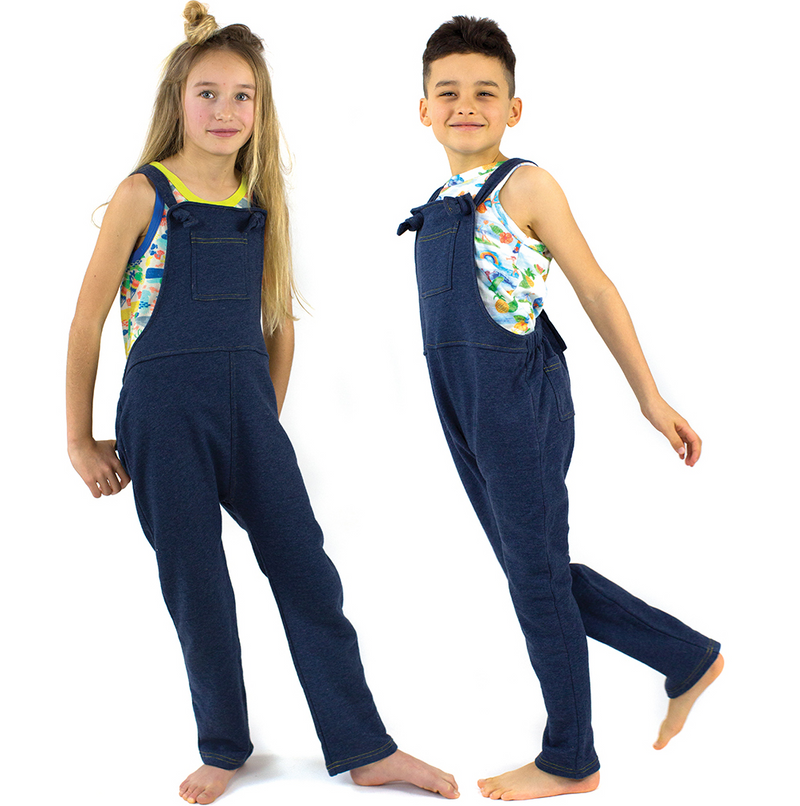 COCO BEACH Organic Cotton Jersey Dungarees/Denim Blue 