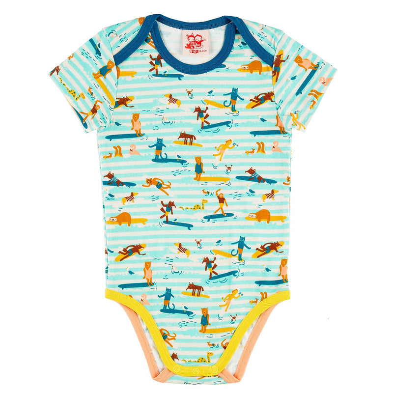 COCONUTS Tots Organic Cotton Body/Aruba Blue (Surfers Stripe) 