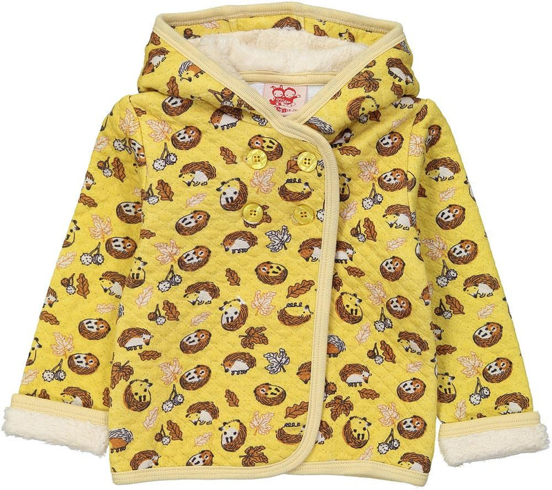 HEDGEHOG Baby Unisex Quilted Organic Cotton Hooded Sweatshirt/Mustard 