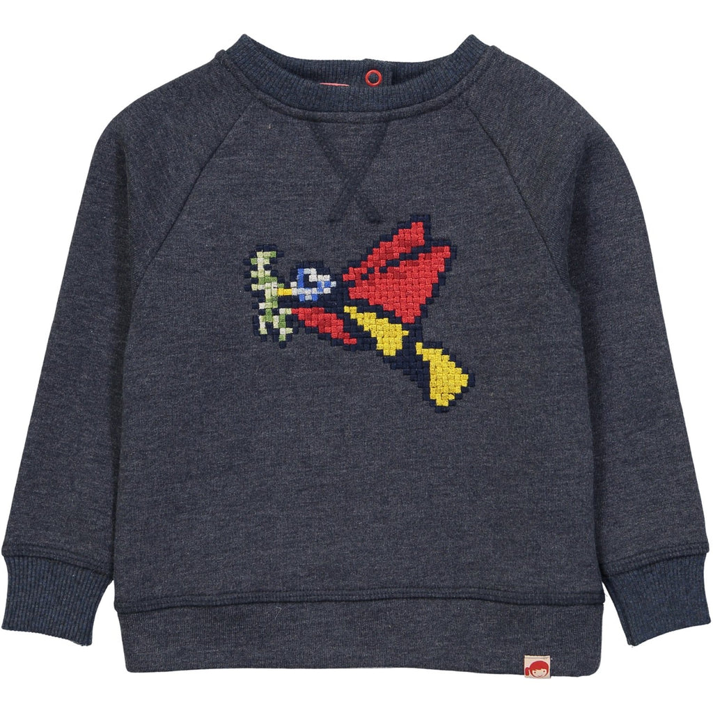 HOSHIKO Organic Cotton Embroidered Sweatshirt/Denim