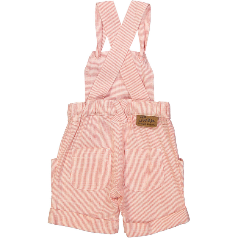 SHAKO Tots Linen & Cotton Shorts with Removable Bib/Coral