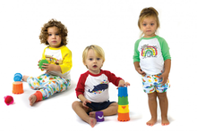 Load image into Gallery viewer, BUNDORAN Tots Organic Cotton Raglan Sleeve T-shirt/Sun Yellow (School Bus)
