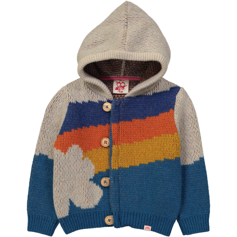 CLASSIC NIJI Baby Unisex Chunky Lambswool Knit Cardigan/Multicoloured