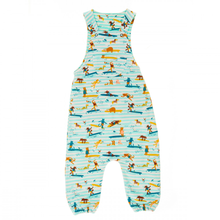 Load image into Gallery viewer, ANCHOR POINT Tots Organic Cotton Jersey Dungarees/Aruba Blue (Surfers Stripe)
