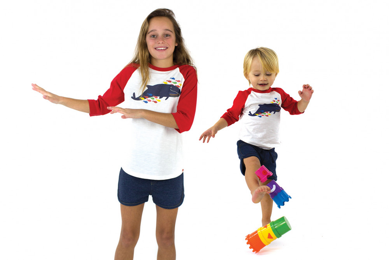 BUNDORAN Tots Organic Cotton Raglan Sleeve T-shirt/Bright Red (Whale)