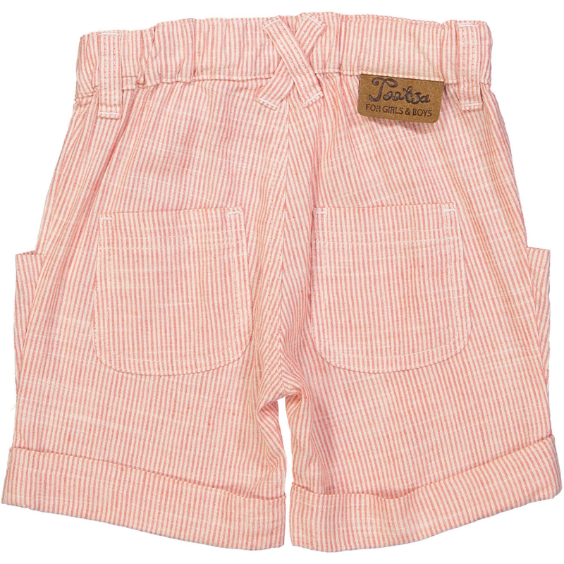 SHAKO Tots Linen & Cotton Shorts with Removable Bib/Coral