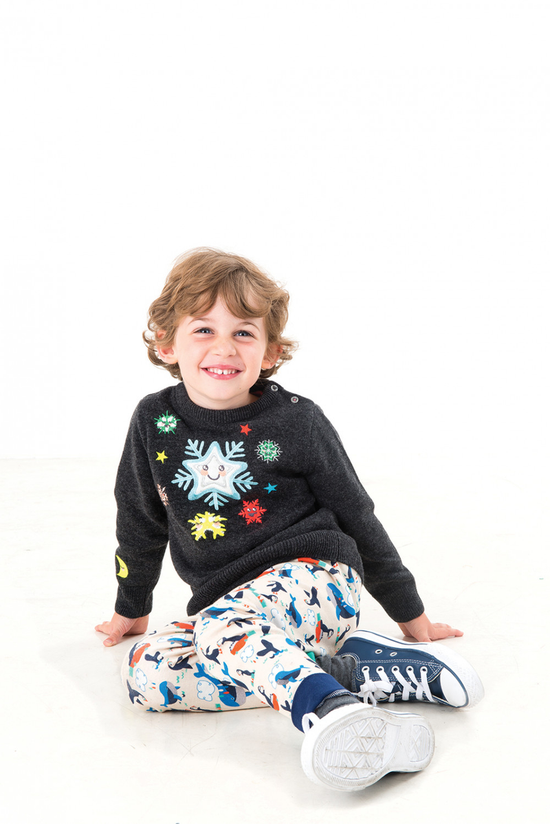 TOOTSA FOR CONRAN Baby Christmas Jumper / Charcoal (Snowflakes)